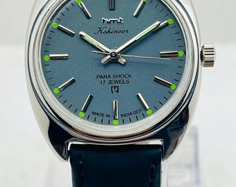 Vintage HMT Kohinoor, graues Zifferblatt | 17 Steine | Mechanische Handaufzugsuhr | Generalüberholte Herrenuhr.
