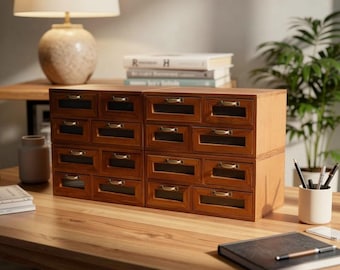 Wooden Desk Organizer Drawers Vintage Style Space Saving Storage