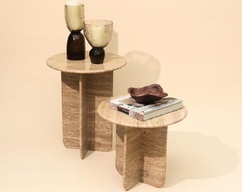 Muun home mesa auxiliar de travertino norge mármol beige