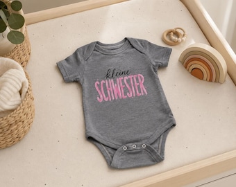 Pelele de manga corta para bebé, body 100% algodón para hermanita (gris/blanco)
