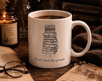 Taza para amantes de los libros con diseño, taza de café de cerámica de 325 ml para lectores.