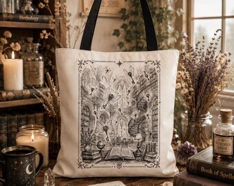 Bolso tote con estampado de búho, 100 % poliéster, bolso de mercado ilustrado con asas de algodón.