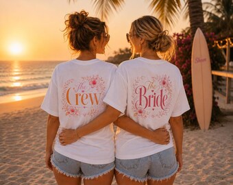 Camisetas para el grupo de la novia y sus acompañantes, JGA, camiseta de tejido grueso, unisex Gildan 5000 con cuello redondo.
