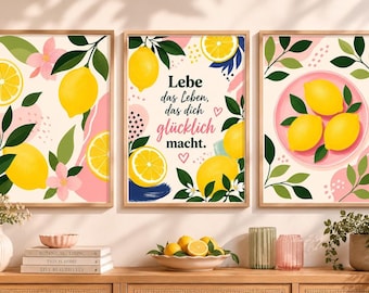 Lámina de limón enmarcada, póster vibrante de una rodaja con marco de madera.