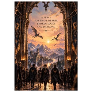 Fantasy Art Print, Dragon School Landscape on FSC-Certified Matte Paper