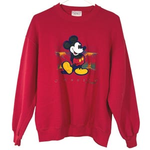 90s Mickey Mouse Sweatshirt Large Red Disney Relaxed Classic Retro USA Vintage image 1