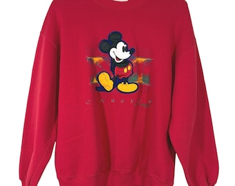 90s Mickey Mouse Sweatshirt Large Red Disney Relaxed Classic Retro USA Vintage