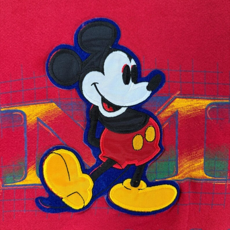 90s Mickey Mouse Sweatshirt Large Red Disney Relaxed Classic Retro USA Vintage image 3
