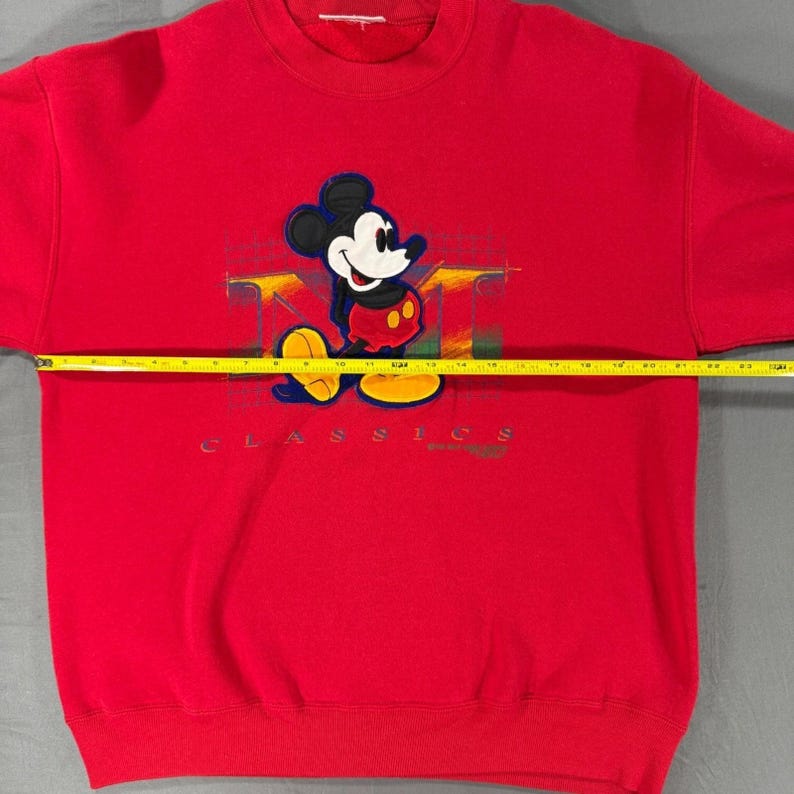 90s Mickey Mouse Sweatshirt Large Red Disney Relaxed Classic Retro USA Vintage image 7