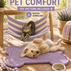 Crochet Pet Hammock Pattern , 2 in 1 Pet Hammock & Pet Mat Pattern, Cat Hammock Crochet Pattern, Beginner PDF Download