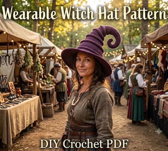 Crochet Witch Hat Pattern PDF — Spooky Halloween Costume Hat