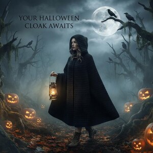 Crochet Hooded Cloak Pattern PDF, Halloween Costume pattern,  Witch Cape Crochet pattern , Gothic Fantasy Costume, Digital Download