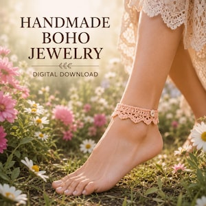 Haakpatroon voor een enkelbandje (PDF), Haakpatroon voor een feeën-enkelbandje, Boho blotevoetensandaal, Damessieraden, Digitale download