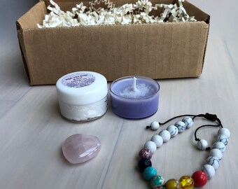 High Vibe Yogi Gift Box Mini for healing and self-care. For Boho, BFF, Yogi, Quarantine, Spiritual Healing, Unisex, Non Binary. Reiki