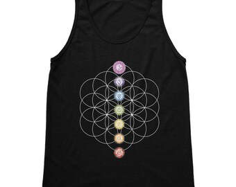 Chakras and Flower of Life Classic Women's Tank Top; Sacred Geometry, yoga inspired, boho gift, chakra gift, yogi gift