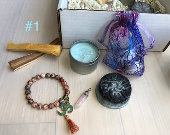 High Vibe Gift Box with Handmade gifts for Healing and Self-Care. For Boho, Yogi, Quarantine, Spiritual Healing, Unisex, Non Binary. Reiki