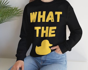 What The Duck-sweater | Trui met ronde hals, gele afbeelding