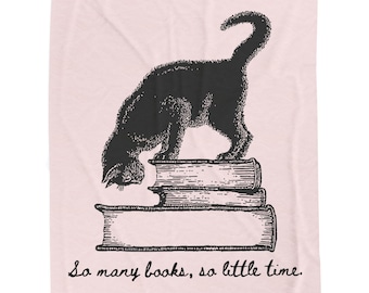 Black Cat Books fluwelen deken | Vintage schets leeshoek Cosy Home