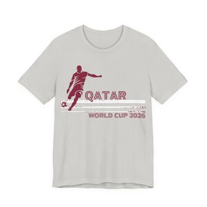 Qatar World Cup 2026 Soccer Player Tee | Football Silhouette Shirt | Retro Silver
