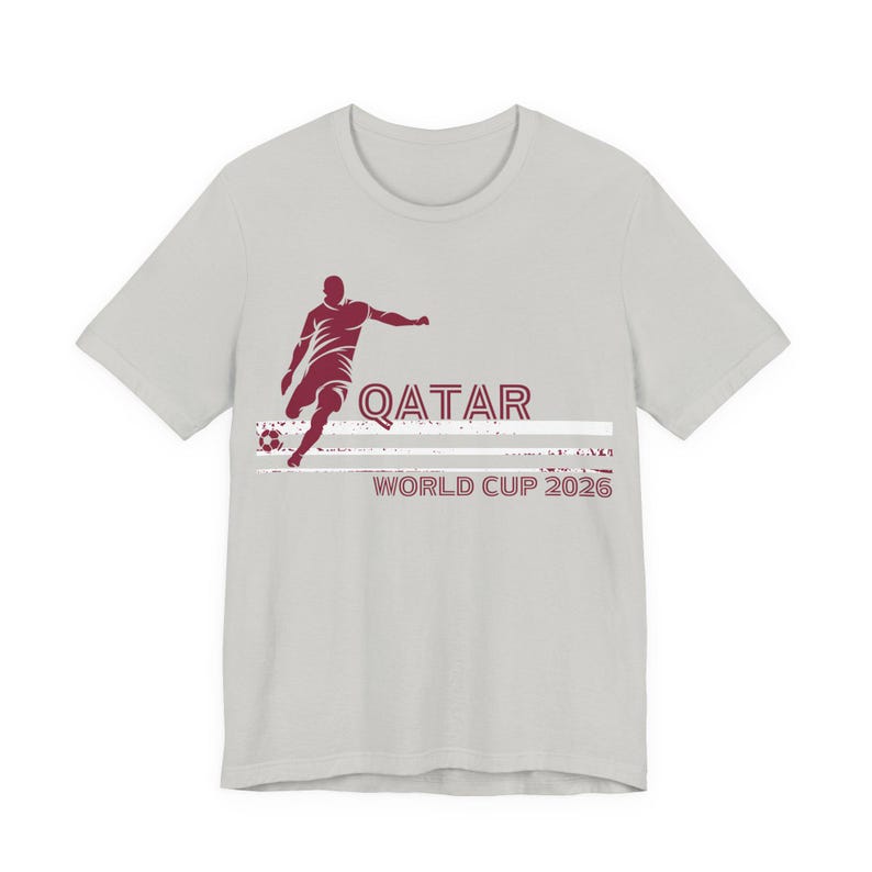 Qatar World Cup 2026 Soccer Player Tee | Football Silhouette Shirt | Retro Silver