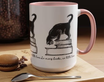 Keramische mok Black Cat-leesboeken | Cadeau voor kattenliefhebber in vintage stijl