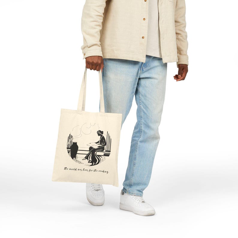 Vintage Reading Woman Tote Bag | Literary Illustration, Book Lover image 4