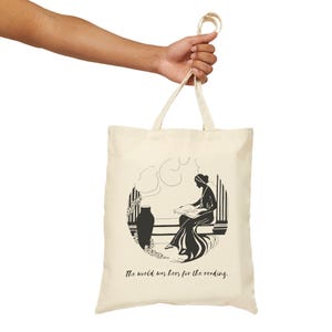 Vintage Reading Woman Tote Bag | Literary Illustration, Book Lover image 6