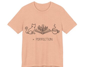 Kat + Boek + Koffie = Perfection-T-shirt | Leesshirt
