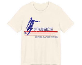T-shirt voetballer WK 2026 Frankrijk | Retro strepen