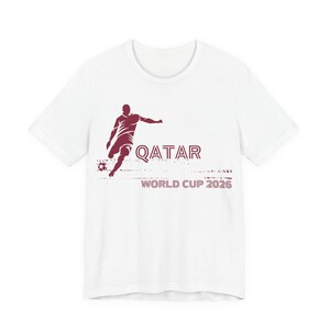 Qatar World Cup 2026 Soccer Player Tee | Football Silhouette Shirt | Retro White