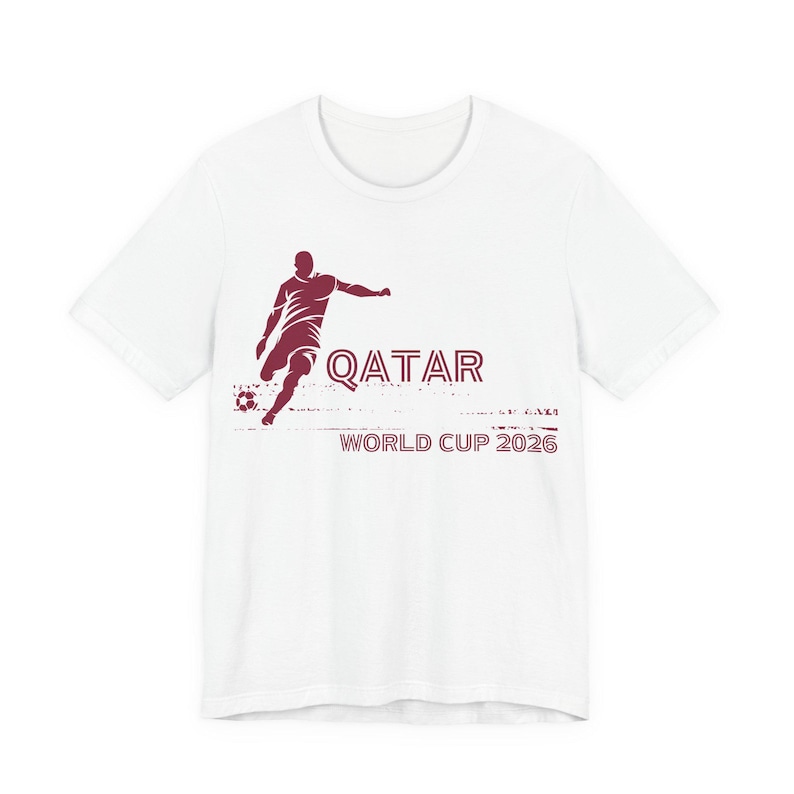 Qatar World Cup 2026 Soccer Player Tee | Football Silhouette Shirt | Retro White