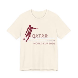 Qatar World Cup 2026 Soccer Player Tee | Football Silhouette Shirt | Retro Natural