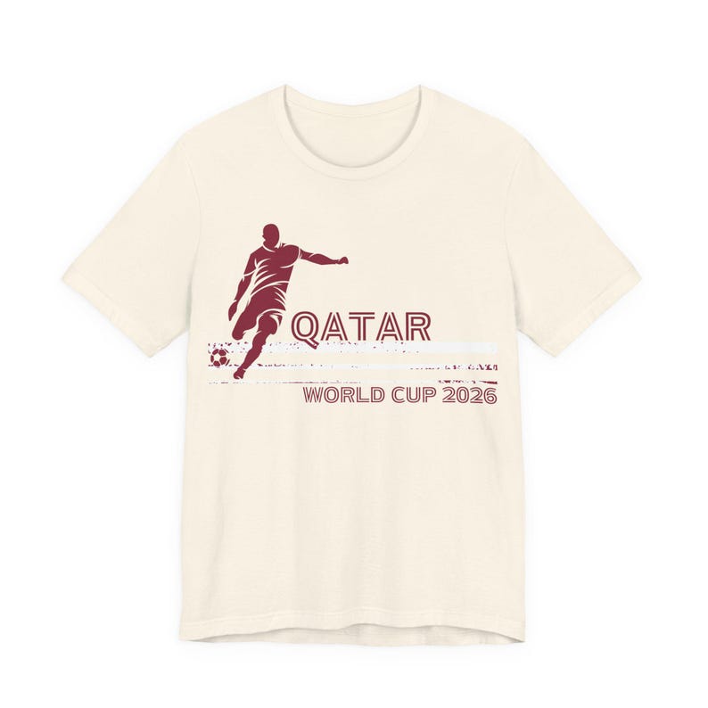 Qatar World Cup 2026 Soccer Player Tee | Football Silhouette Shirt | Retro Natural