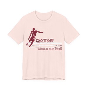 Qatar World Cup 2026 Soccer Player Tee | Football Silhouette Shirt | Retro Soft Pink