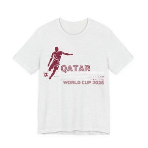 Qatar World Cup 2026 Soccer Player Tee | Football Silhouette Shirt | Retro Ash