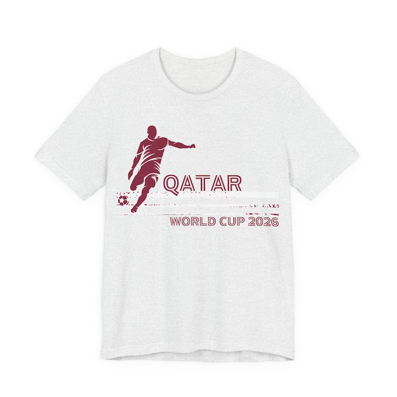 Qatar World Cup 2026 Soccer Player Tee | Football Silhouette Shirt | Retro Ash