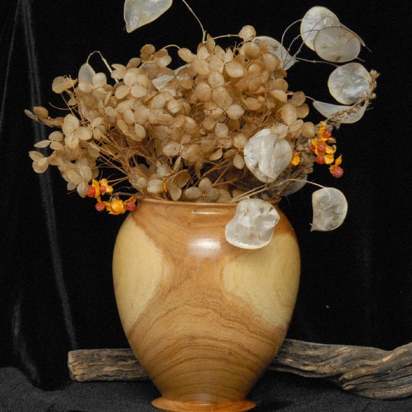 Wooden Vase for Silk or Dried Flower Arrangements - 4.5" tall X 4" diameter