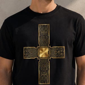 Gold Circuit Board Shirt, Programmer T-Shirt, Tech Geek Tee, Computer Science Gift, Futuristic Microchip Graphic Shirt