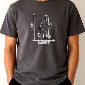 Duck Rabbit Optical Illusion Shirt | Funny Perception Psychology Tee | Minimal White Line Art Gift