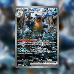 Blastoise ex (Squrtle Squad) Custom made TCG HOLO Card PKM-129 | Pokemon Fan Art