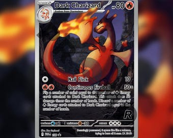 Dark Charizard Full Art Custom made TCG HOLO Card PKM-108