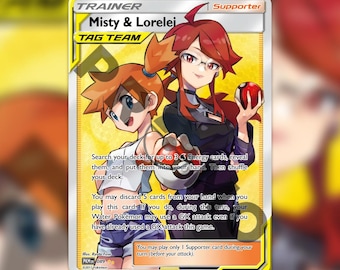 Misty & Lorelei Engish Version Custom made TCG HOLO Tag Team Trainer Card PKM-089