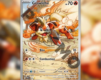Growlithe Custom made TCG HOLO Card PKM-075