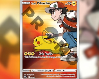 Red's Pikachu English Version Custom made TCG HOLO Card PKM-107