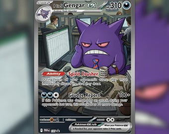 9 to 5 Gengar ex Custom made TCG HOLO Card PKM-135 | Pokemon Fan Art