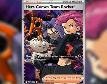 Here Comes Team Rocket! Full Art Custom made TCG HOLO Trainer Card PKM-091