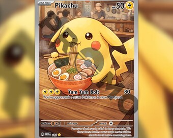 Ramen Pikachu Custom made TCG HOLO Card PKM-110