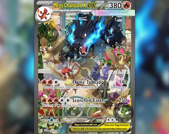 Mega Charizard X ex Custom made TCG HOLO Card PKM-080