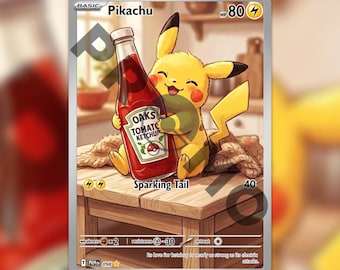 Ketchup Pikachu Custom made TCG HOLO Card PKM-098