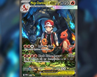 Mega Charizard X ex Custom made TCG HOLO Card PKM-022